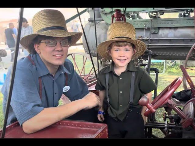 Rough and Tumble, Kinzers, Pa Miniature steam engine and thresher. Amish men and boy. August 2023