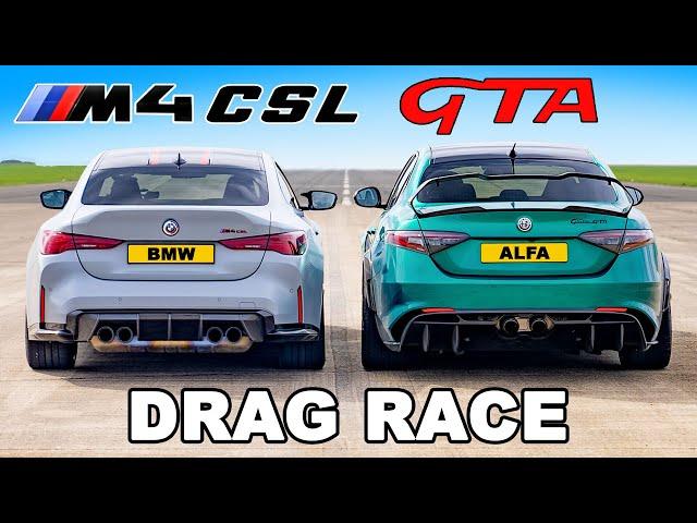 BMW M4 CSL v Alfa Romeo Giulia GTA: DRAG RACE