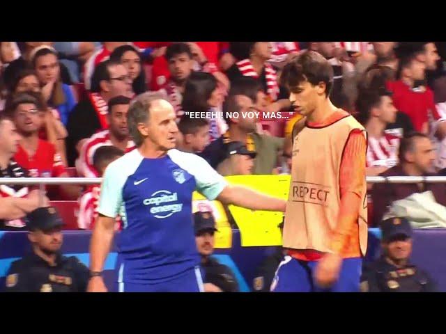 El enfado de Joao Félix con Simeone tirando el peto al suelo