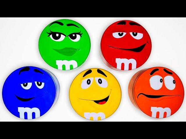 Satisfying Video | Unpacking M&M'S Rainbow Chocolate Candy From Bright M&M'S Tins ASMR