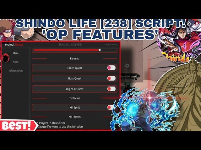 Shindo Life [238] Script AutoFarm /W Quests,Boss,Kill Players,No CD,Immortal+More Other(Pc,Mobile