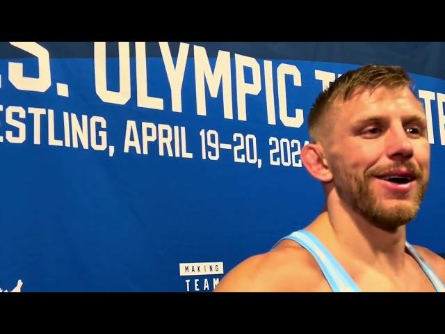 Kyle Dake chokes up discussing his father's passing and qualifying for the Olympics again.