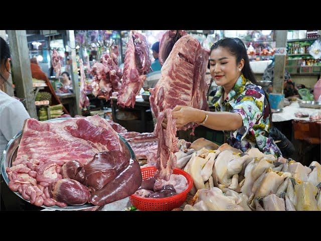 Market show: Banh hoi recipe -  Pork, pork organs cooking - Countryside Life TV