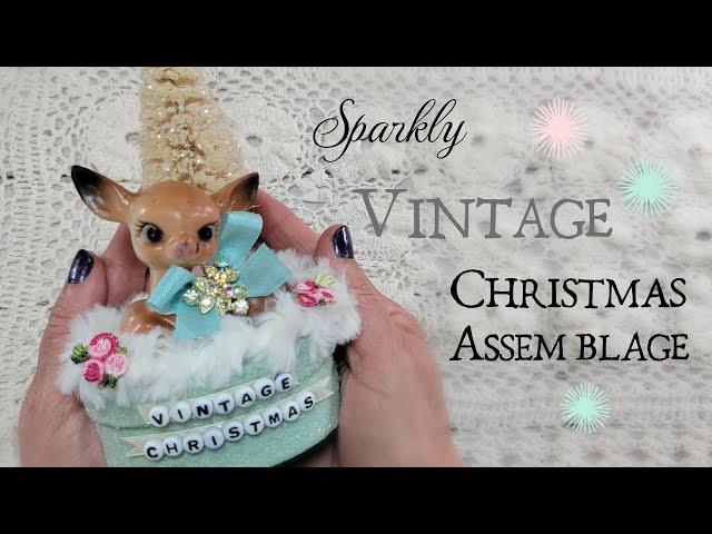 Sparkly Vintage Christmas assemblage!  Crafting for the Holidays with vintage finds #creativity