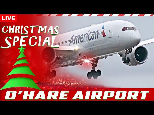 LIVE CHRISTMAS NIGHT WET & MISTY AIRPORT ACTION at CHICAGO O'HARE | AVGEEK ORD PLANE SPOTTING