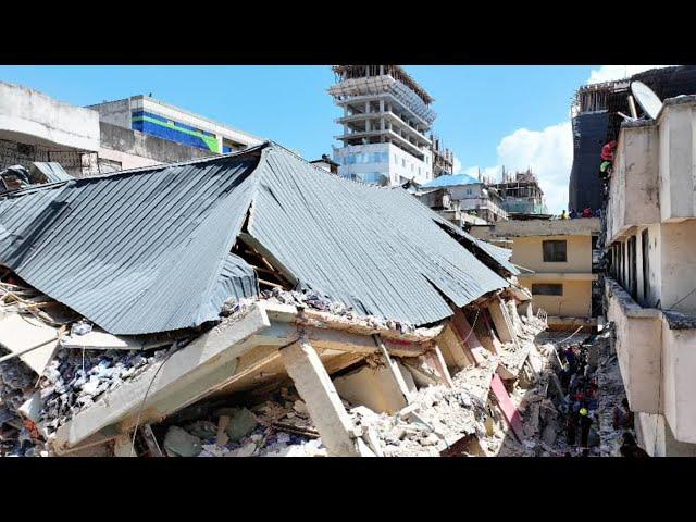 MMILIKI WA JENGO LILILOPOROMOKA DAR KUONANA NA POLISI USO KWA USO / VIFO VYAFIKIA 13.