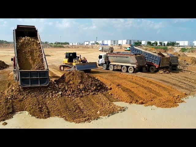 Technique Landfill Process Bulldozer Land Filling with Dump Truck