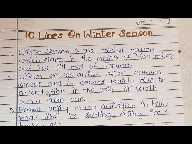 10 lines on Winter Season writing in English • Winter season ️ #selfwritingworld