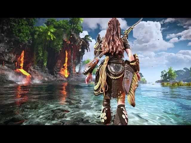 [4K] Horizon Forbidden West: Burning Shores DLC - Relaxing Free Roaming (swimming, walking & flying)