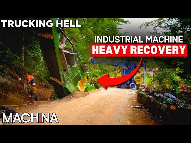 A 50-Ton Machine Crashed Into A River | Heavy Recovery | Trucking Hell | S6E11| @Machina_Official