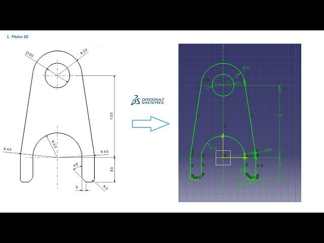 "Catia V5" Parte design – Esquisse - Tuto 1 : Filaire 2D