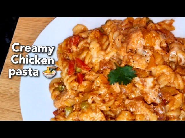 Creamy Chicken pasta recipe white sauce pasta by cooking with saima