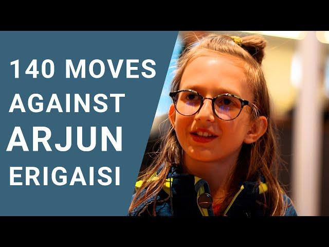 12 Year-Old Chess Kid SURVIVES 140 MOVES against Arjun Erigaisi!