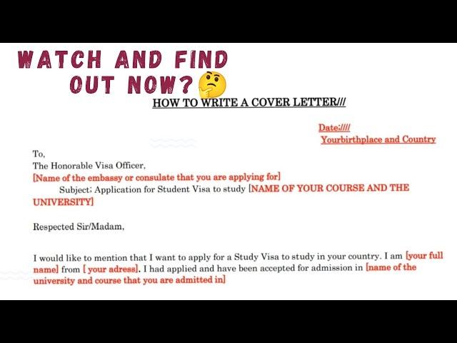 How to write a Cover Letter for Visa| Detailed explanation| Italy