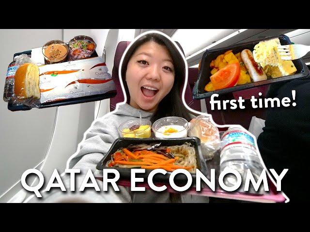 Qatar Airways ECONOMY FOOD Review ️ LA to Thailand (Layover in Doha)