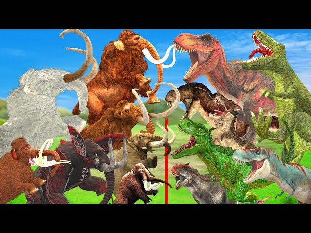 Woolly Mammoth Vs Dinosaurs Prehistoric Mammals Vs Prehistoric Dinosaurs Size Animal Revolt Battle