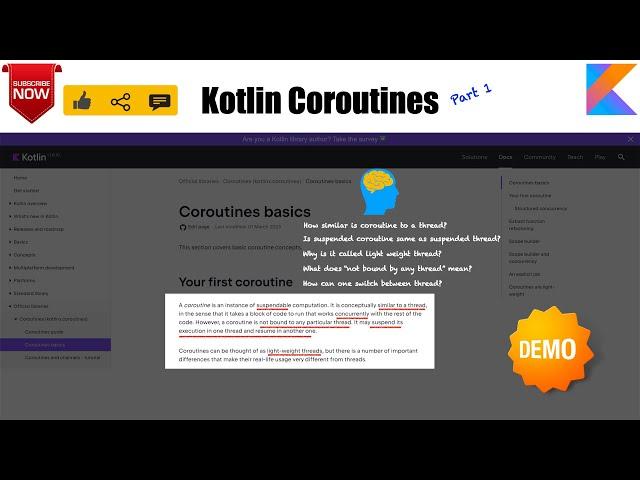 Getting started with Coroutines : Kotlin Fundamentals Tutorial - 50