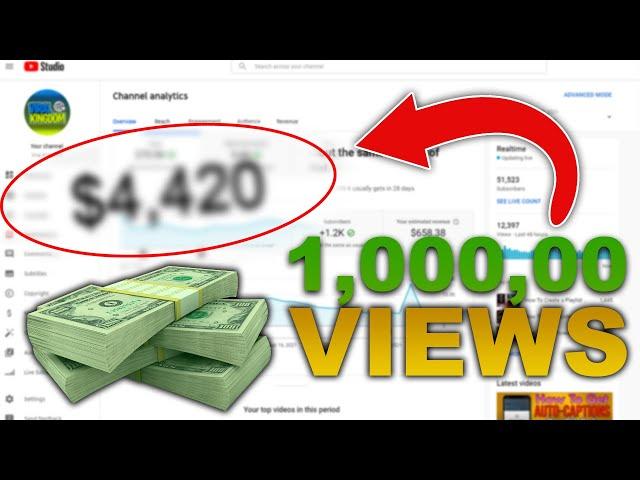 How Much Money I Made From 1 Million Views On YouTube?