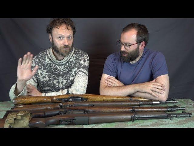 Lindybeige's 4 Mad Minutes! Swiss K31, Mauser Kar98k, Lee-Enfield No.4 and US M1 Garand