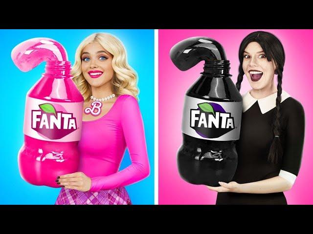 Wandinha Addams vs Barbie: Desafio Culinário | Desafio Rosa vs Preto por RATATA POWER