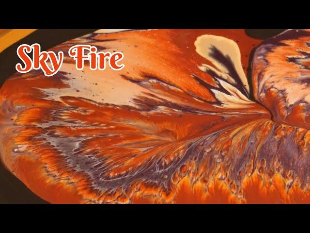 Sky Fire  Mesmerizing Acrylic Wandering Straight Pour with Bold Amazing Color!