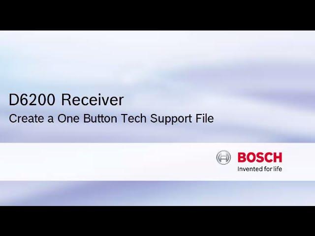 One Button Tech Support for Bosch Intrusion Alarm Systems