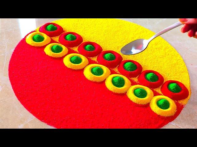 Simple Makar Sankranti Rangoli ️ | Haldi Kumkum rangoli | Easy and simple sankranti muggu rangoli