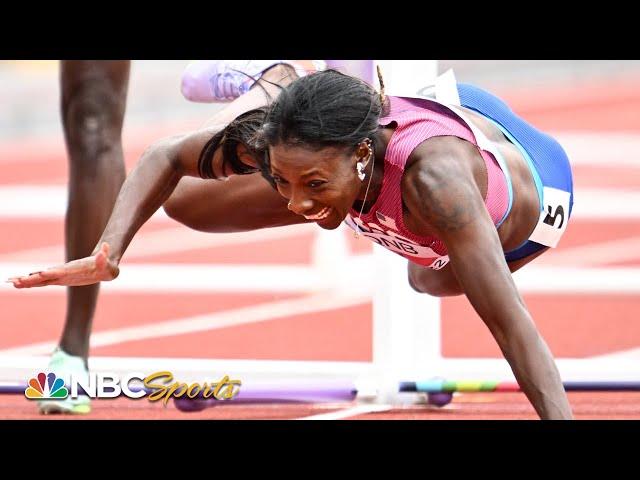 Nia Ali catches final two hurdles in heat, will not defend 100m hurdles World Title | NBC Sports