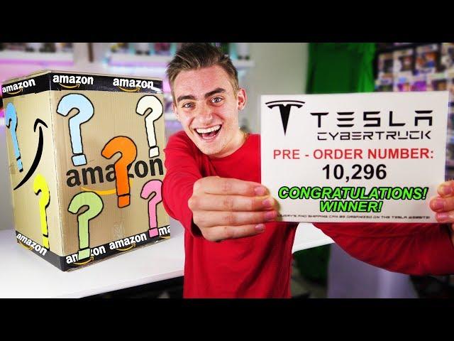 I GOT A TESLA CYBERTRUCK FROM A $5000 AMAZON MYSTERY BOX!! (GIANT UNBOXING!) - Giveaway