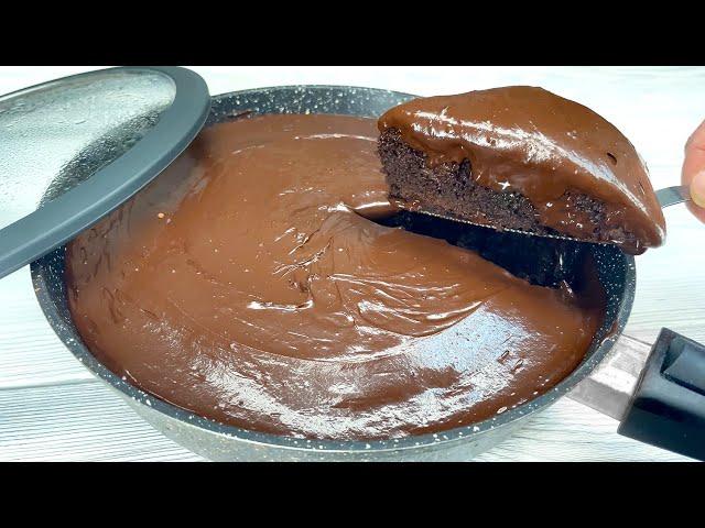 CHOCOLATE CAKE in 10 minutes! In a frying pan! Cake WITHOUT baking and WITHOUT oven