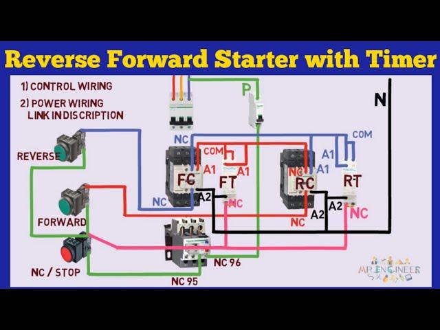 reverse forward starter with timer | reverse forward motor connection by timer