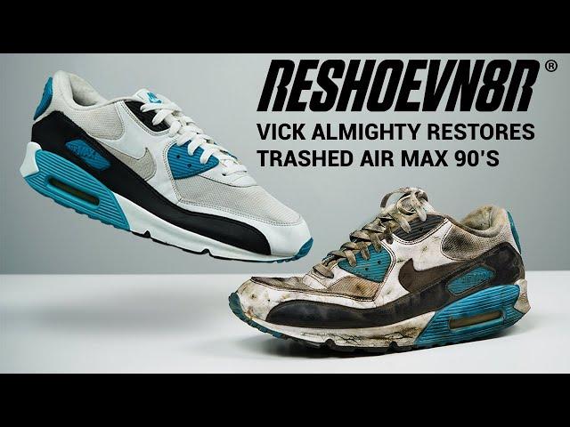 Vick Almighty shows #HowToRestore #DESTROYED Nike Air Max 90s with #RESHOEVN8R