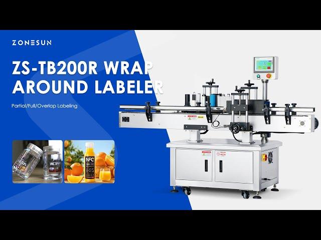 ZONESUN ZS-TB200R Automatic Wrap Around Labeler Round Cylindrical Bottle Labeling Machine