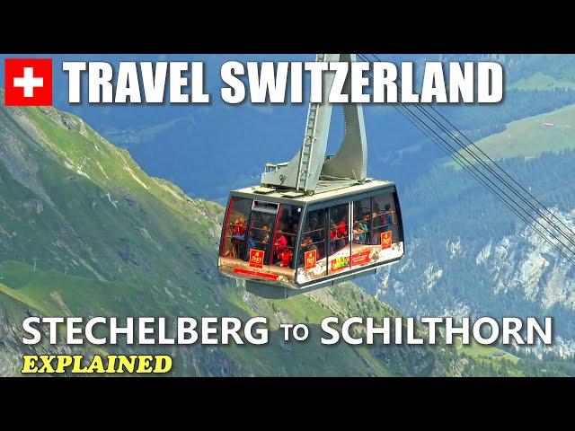 SCHILTHORN │ SWITZERLAND. Cable car ride from Stechelberg to Schilthorn explained.