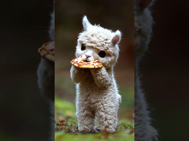 Cute Baby Llama Eats Pizza | Adorable Video #adorablekids #cutebabyanimals #babyanimals #cute