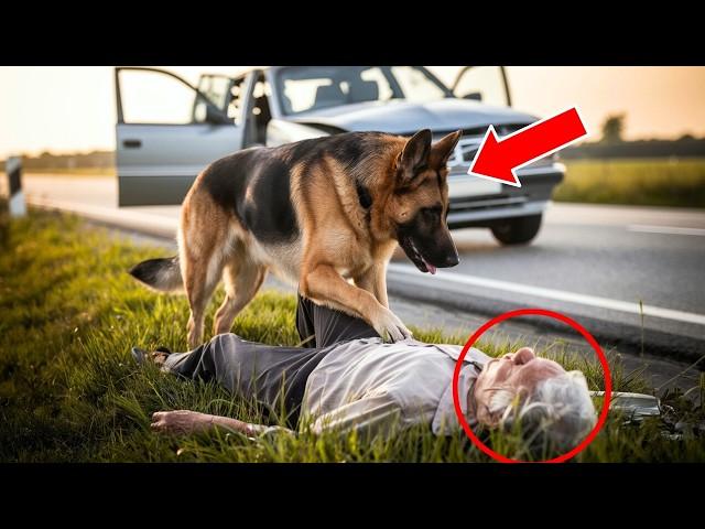 STREET DOG RESCUES ELDERLY WOMAN IN CAR ACCIDENT AND DRAGS HER 300 METERS IN SEARCH OF HELP...