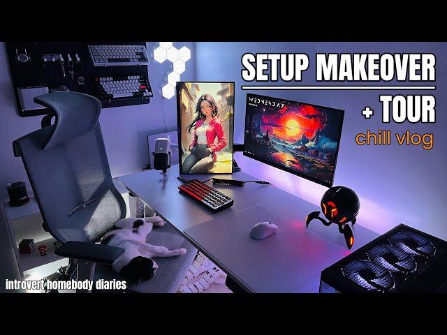 Game Vlog  | Work & Gaming setup makeover +tour +chill & modding the best gaming keyboard 