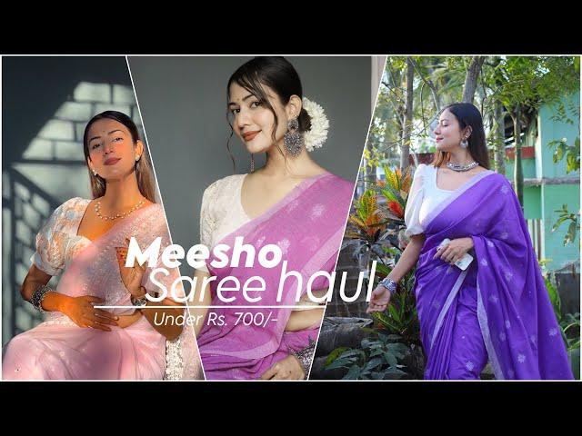 Meesho Saree Haul | Saree for Saraswati Puja 2024 & wedding season | Charchita Sarma #meeshohaul