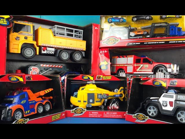 Fast Lane Action Wheels Truck Toy Collection - Fire Truck Tow Truck Police Car