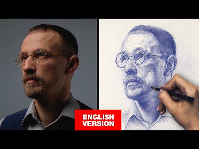 DRAWING PORTRAIT WITH BLUE PENCILS | Timelapse & Explanations | Akademika