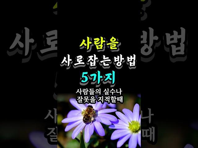 사람을 사로잡는방법 5가지 #자기계발 #오늘의명언 #지혜