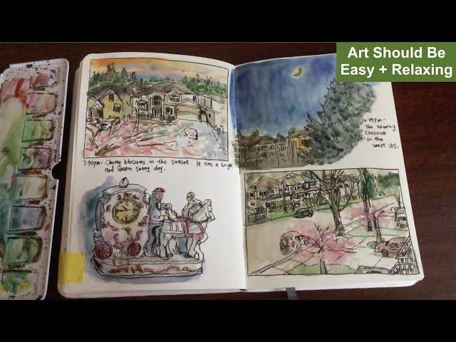 A Calming Daily Routine Of Sketching From Life Observation  Art Journal in Ink And Watercolors