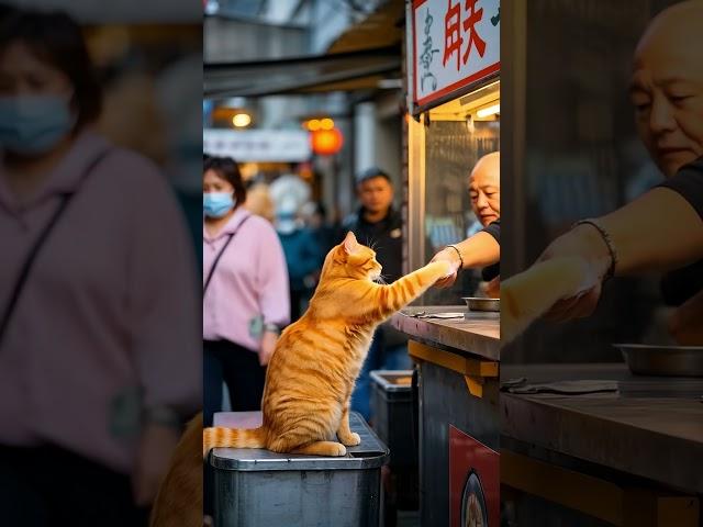 大橘猫摆摊卖拉面的一天，自给自足#猫咪打工 #猫咪的迷惑行为 #猫咪日常