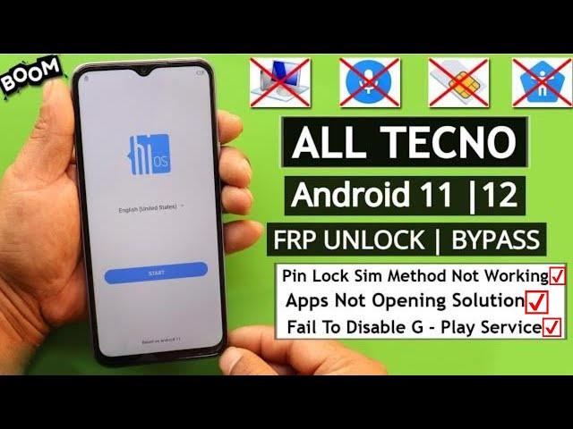 2023 All Tecno Android 11 / 12 Frp Bypass | Unlock Google Ac - Apps Not Opening Solution Without PC