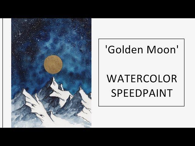 "Golden Moon" - Watercolor Speedpaint - Time Lapse