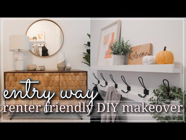 ENTRYWAY MAKEOVER Renter Friendly / Small Entryway Organization & Decorating / Decorating Ideas 2020