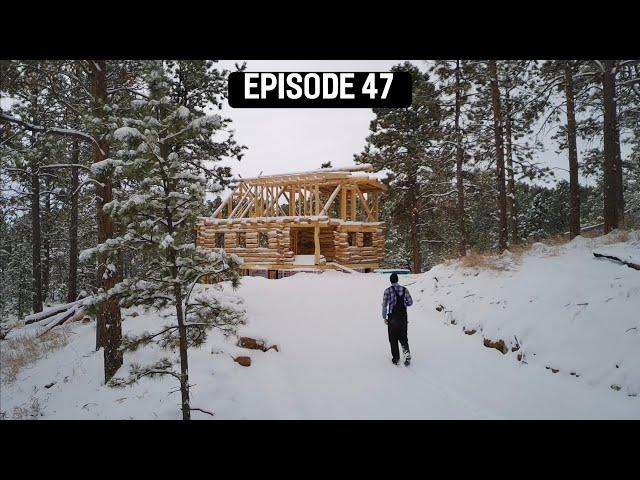 Building a Log Cabin- Installing Rafters