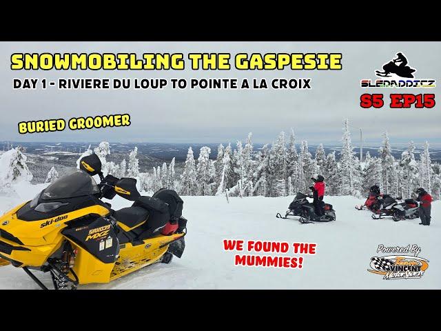 Groomer Buried! | Snowmobiling Gaspe Quebec | Day 1 | Riviere du Loup to Pointe A La Croix