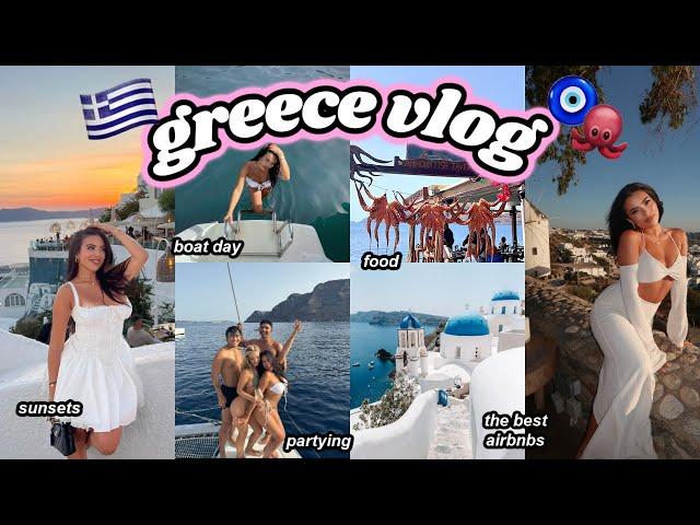 GREECE TRAVEL VLOG  Santorini, Mykonos, Girls Trip, Food, Where to Stay, Boat Day, Horses & More!