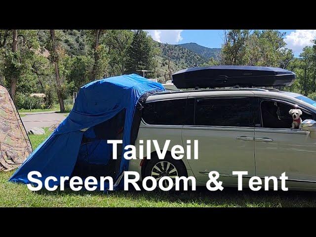 Van Life tutorial: Easy screen room and rain fly for hatch backs. TailVeil installed by one person.